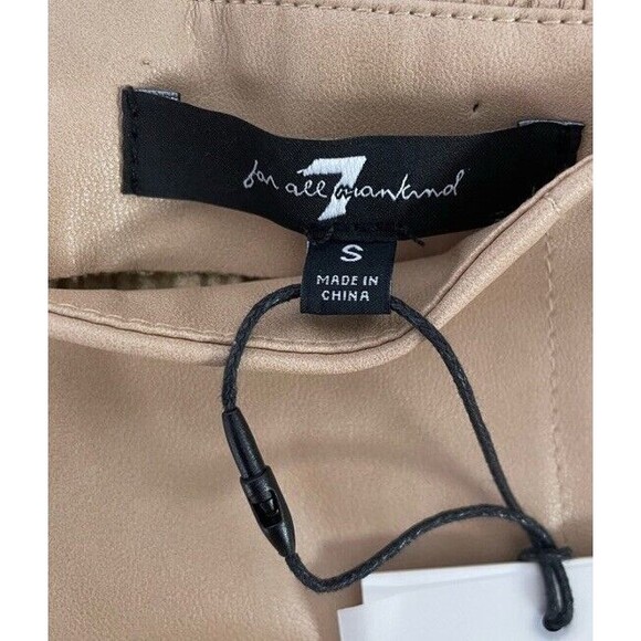 7 For All Mankind Vegan Leather Corset Crop Top Puff Long Sleeves Nude Small NEW - Picture 5 of 11